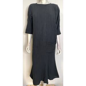 Hino & Malee Dress Womens M Cotton Minimalist Pocket Lagenlook Flared Hemline